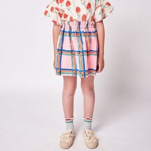Bobo Choses Square Woven Skirt Plaid Pink Size 8-9 Years